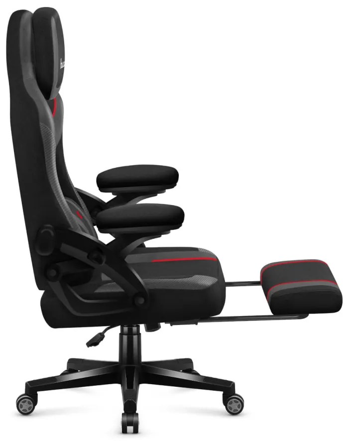 Gamer szék, szövet, lábtortóva, carbon, fekete