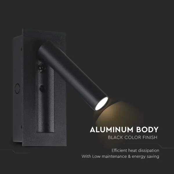 LED fali spotlámpa LED/2W/230V 3000K fekete