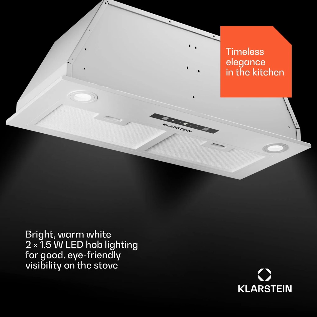 Klarstein Paolo 72 beépíthető páraelszívó 72 cm 520 m³/h LED Touch A++