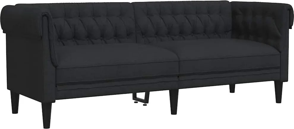 vidaXL fekete 3 személyes szövet Chesterfield kanapé