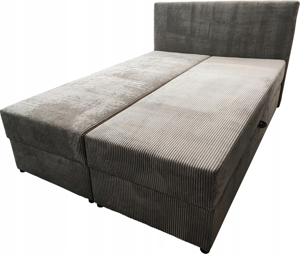 Kárpitozott franciaágy Cordia kordbársony 180x200 cappuccino tárolóval