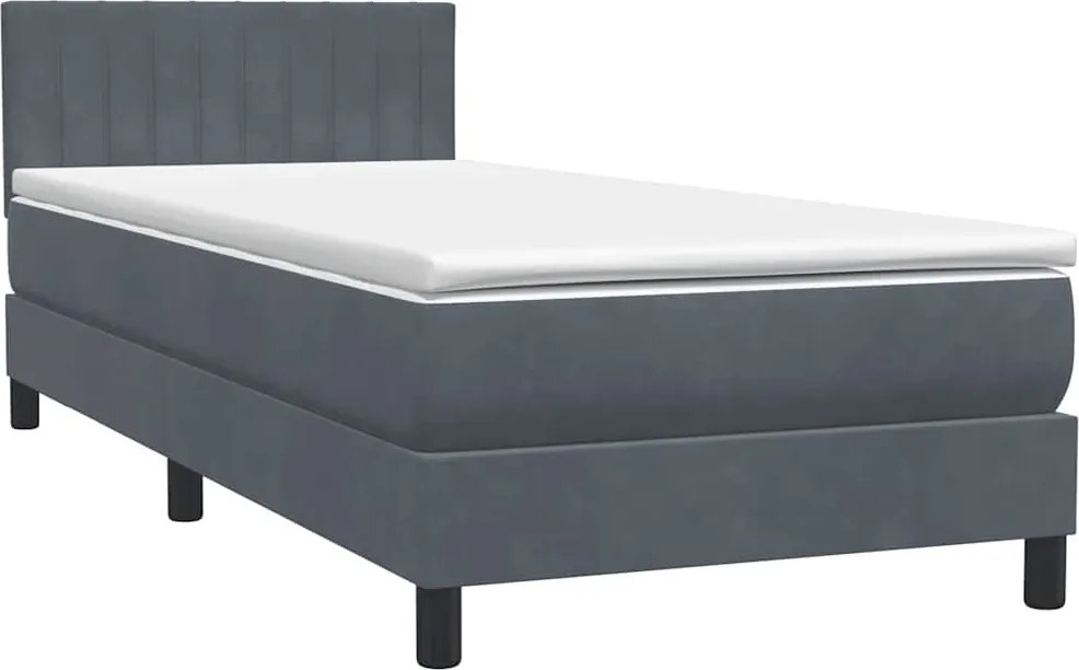 vidaXL sötétszürke bársony rugós ágy matraccal 80x210 cm