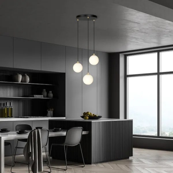 Csillár zsinóron ROYAL 3xE14/10W/230V átm. 30 cm fekete