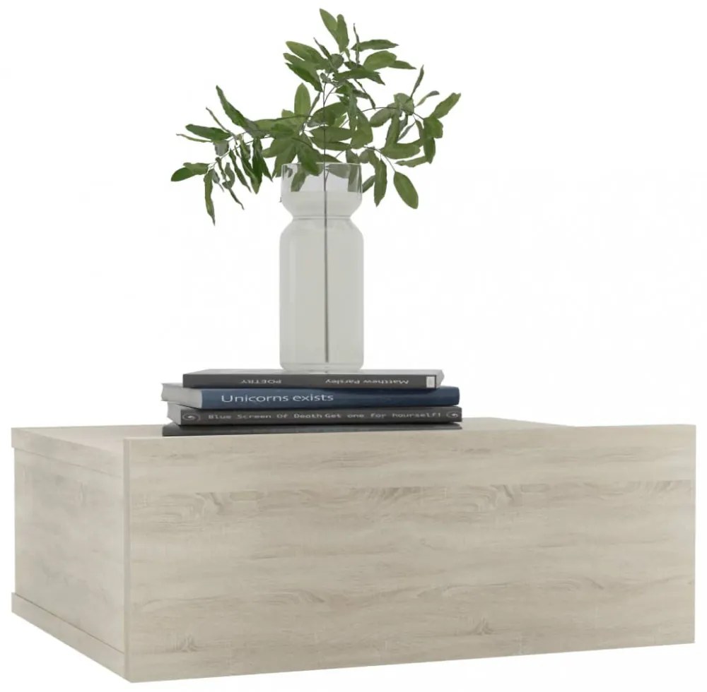 2 db sonoma tölgy szerelt fa függő éjjeliszekrény 40x30x15 cm