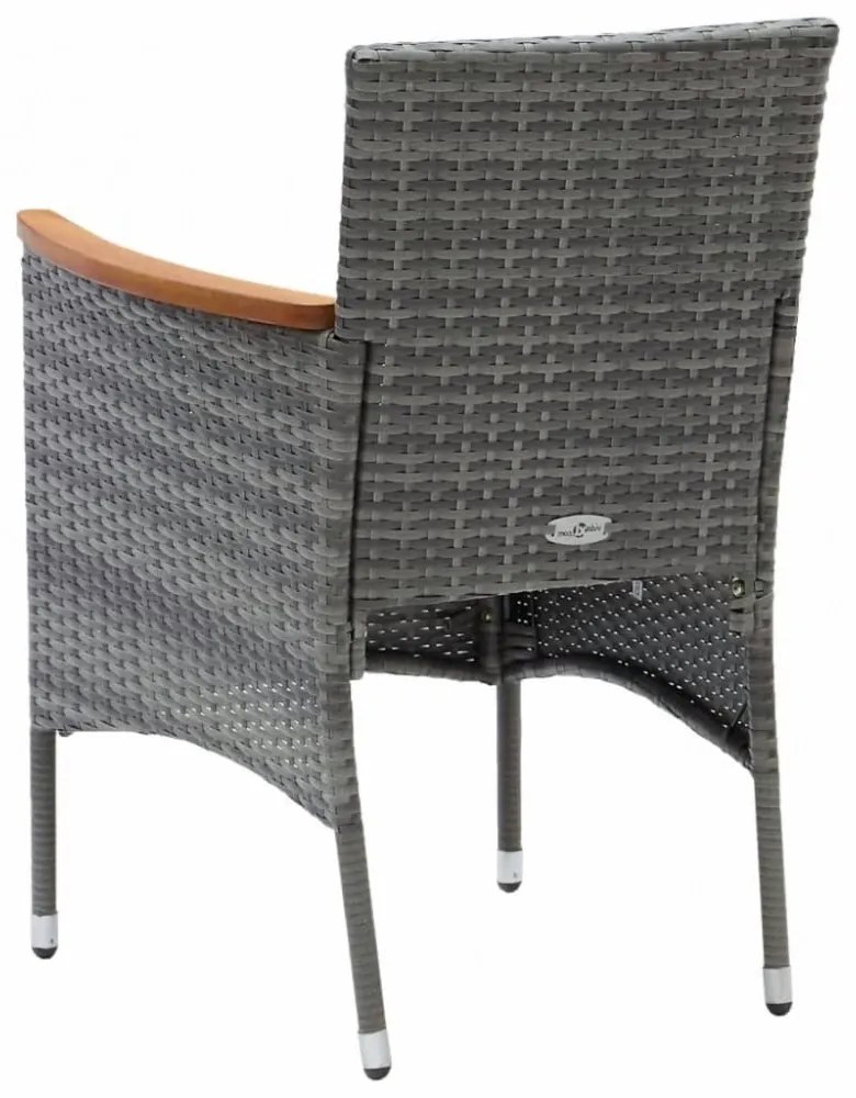 3 részes szürke polyrattan kerti étkezőgarnitúra párnákkal