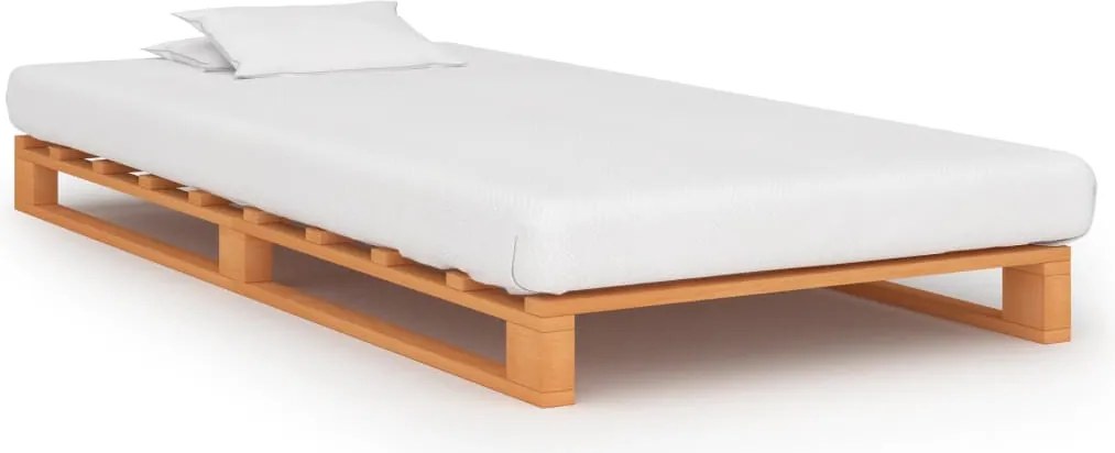 vidaXL barna tömör fenyőfa raklap ágykeret 100 x 200 cm