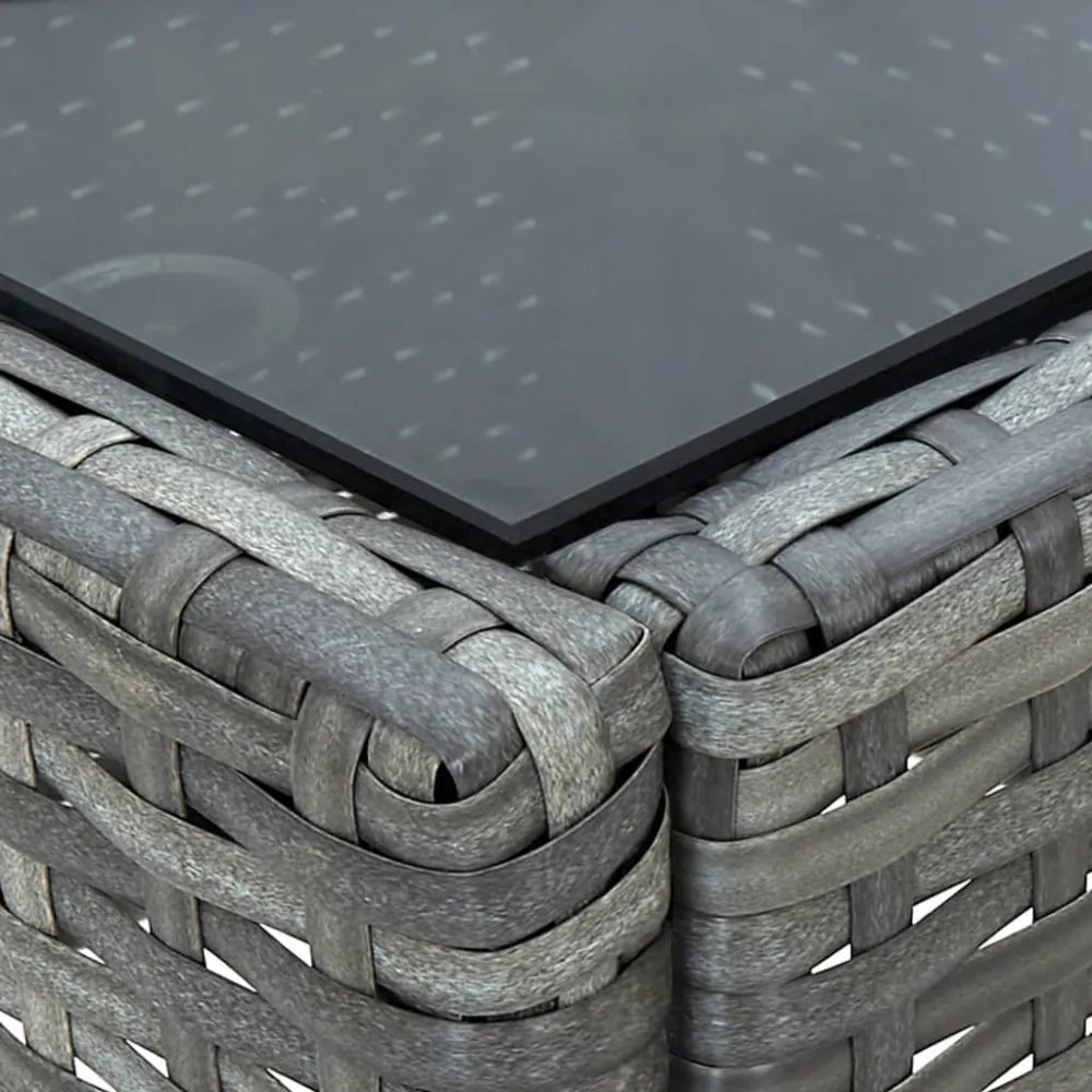 szürke polyrattan kerti asztal 75 x 40 x 37 cm