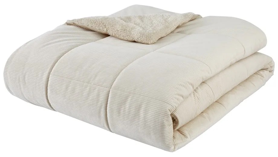 Krémszínű mikroplüss steppelt ágytakaró franciaágyra 200x220 cm Cosy Cord – Catherine Lansfield