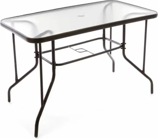 GARTHEN Kerti garnitúra 4 szék üvegasztal polyrattan barna