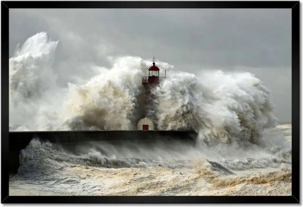 Poszterek keretben 60x40 Világítótorony Vihar