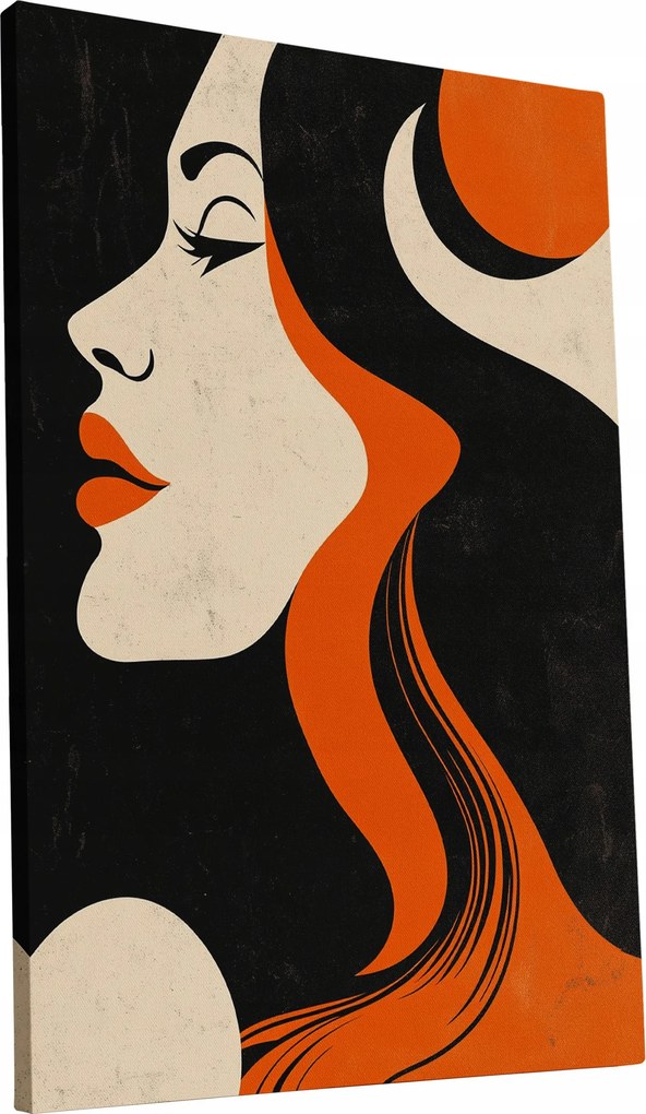 Vászonkép Retro Nő a 70-es évek stílusában otthon nappali 60x90