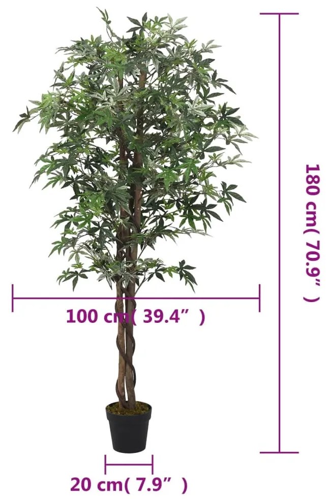 vidaXL zöld mű juharfa 672 levéllel 180 cm