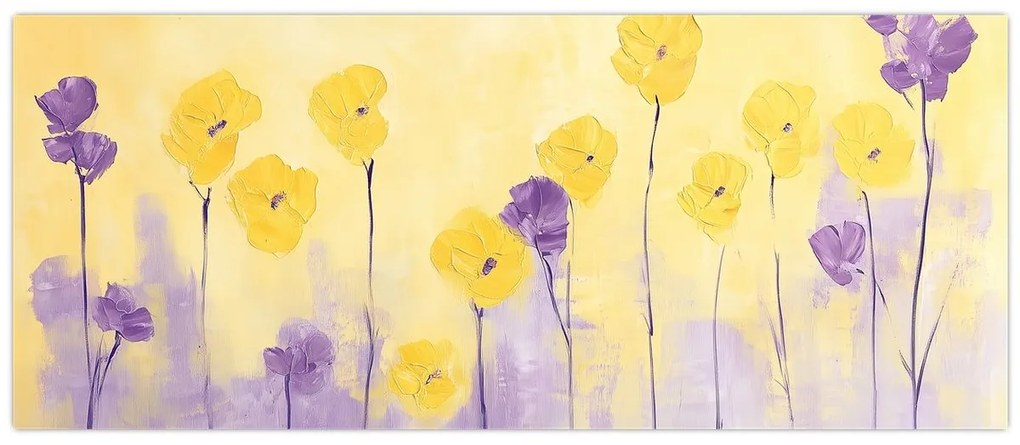 Kép - Lila és sárga virágok (120x50 cm)