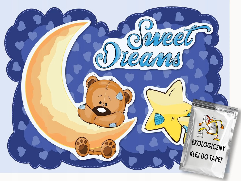 Fotótapéta Flizelina Gyerekeknek Ég Maci Hold Csillagok 350x250 ragasztó