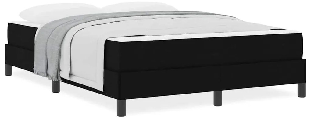Boxrugós ágy matracmal Fekete 140 x 190 cm szövet