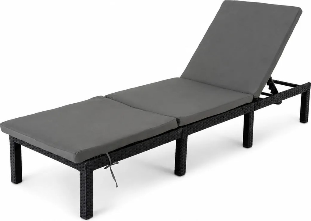 Furnigo Marbella kerti napozóágy fekete - antracit párna