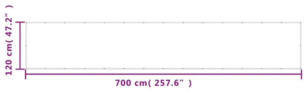 tópszínű 100% oxford poliészter erkélyparaván 120 x 700 cm