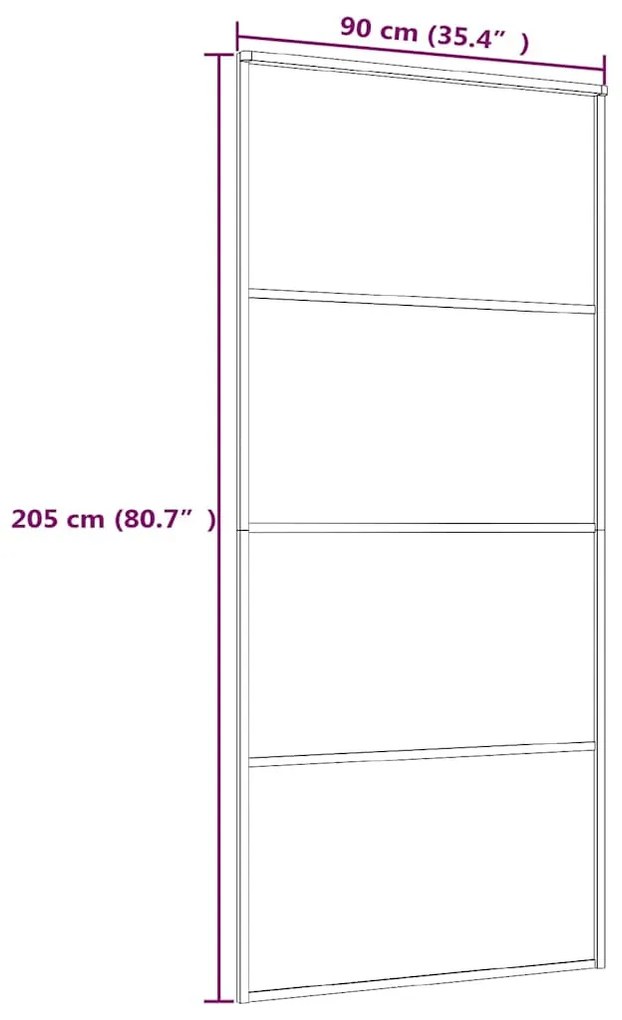 fehér matt ESG üveg és alumínium tolóajtó 90x205 cm