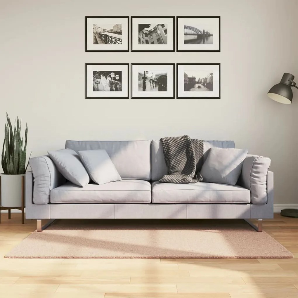 HUARTE púderszínű rövid szálú puha és mosható szőnyeg 80x150 cm