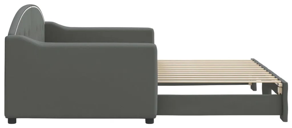 sötétszürke kihúzható szövet heverő 90 x 200 cm