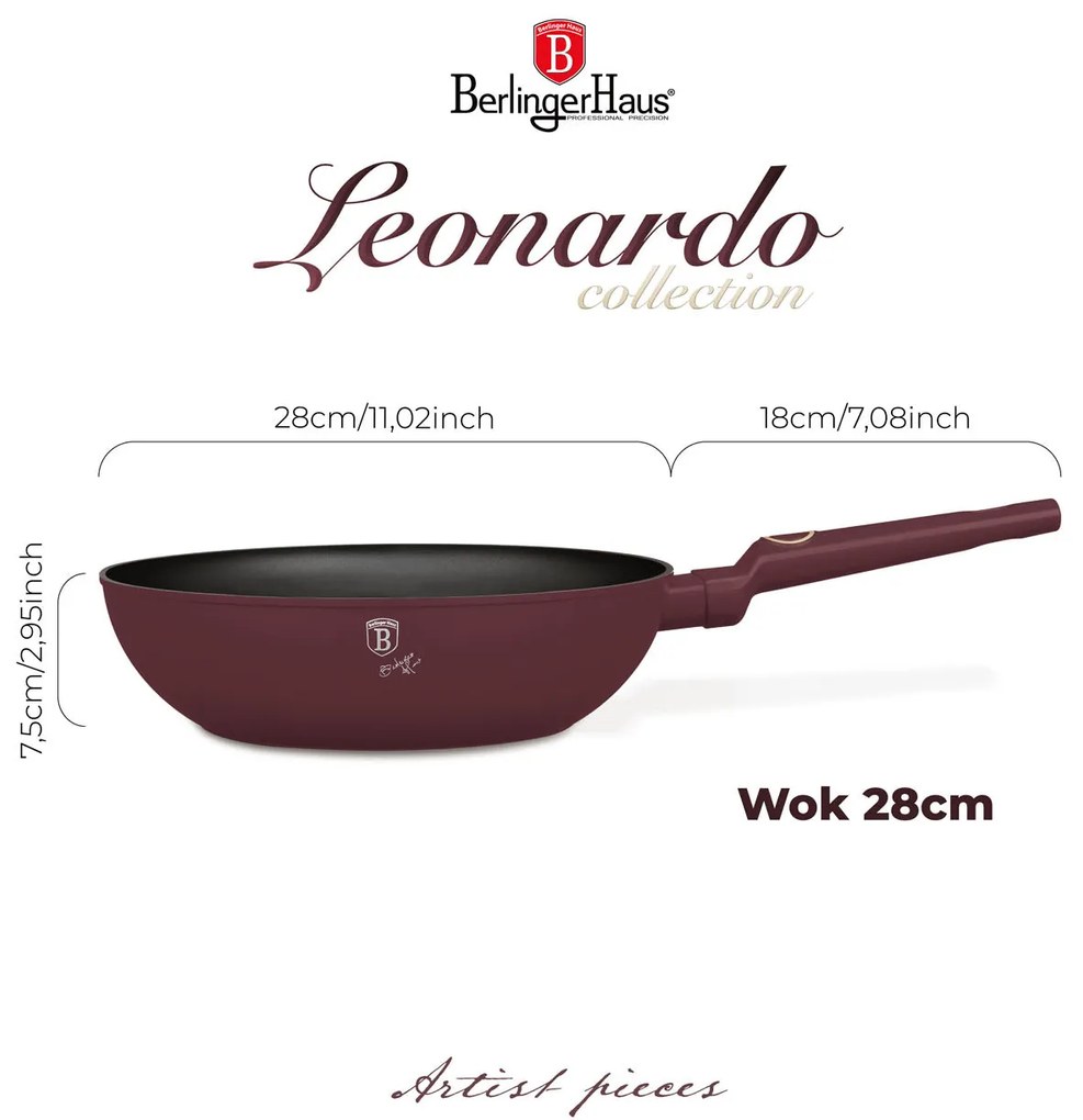 Berlinger Haus Indukciós tapadásmentes Wok serpenyő 28 cm Leonardo Collection