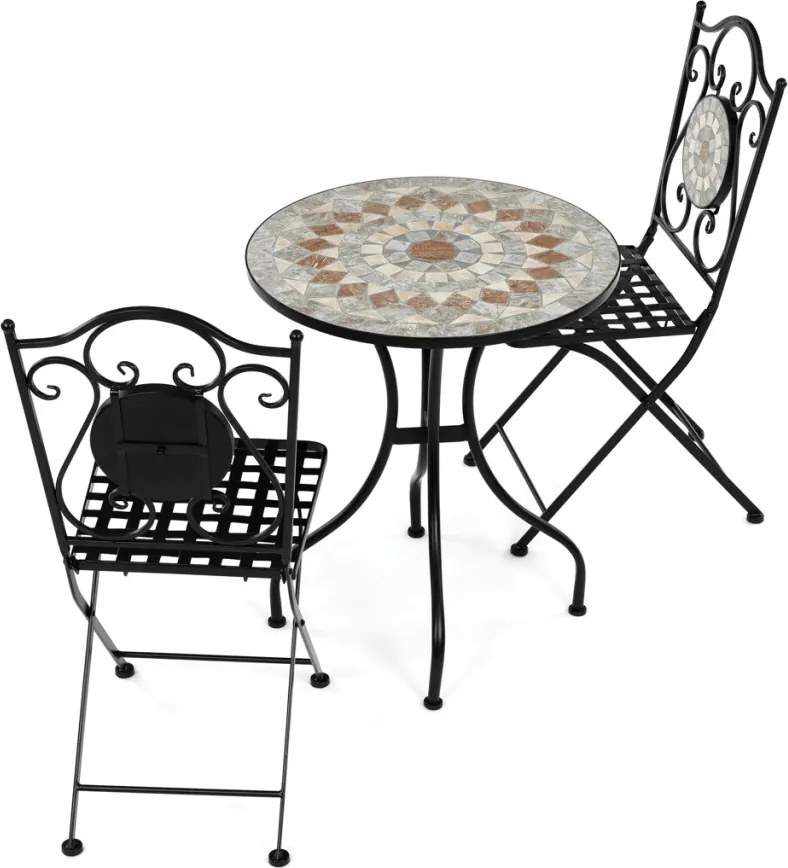 Kerti bútor szett 1+2, kerámia, többszínű, US1400 SET