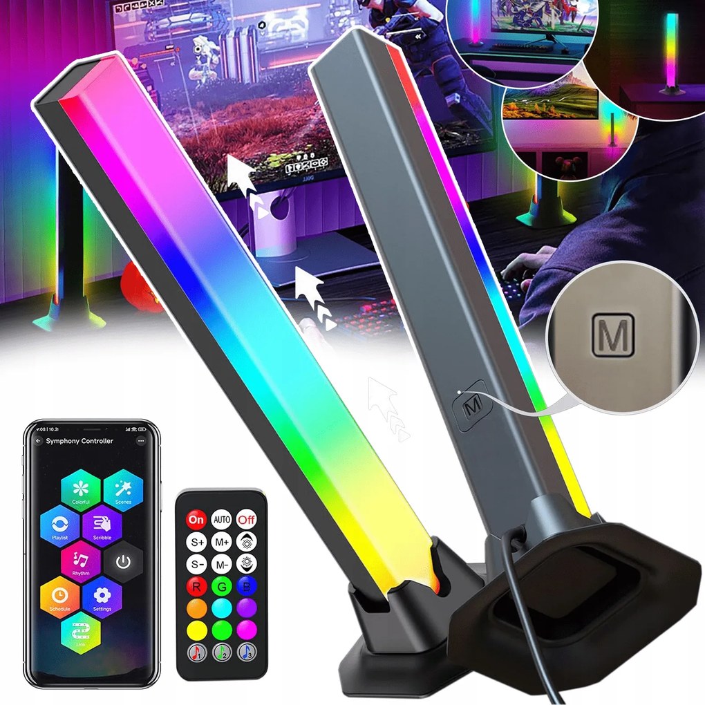 2X Multicolor Bar Rgb Lámpa távirányítóval applikáció