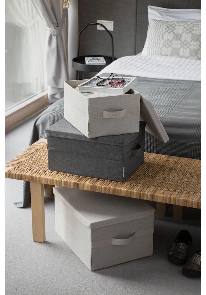Bézs fedeles textil tárolódoboz 35x19x26 cm Soft Storage – Bigso Box of Sweden