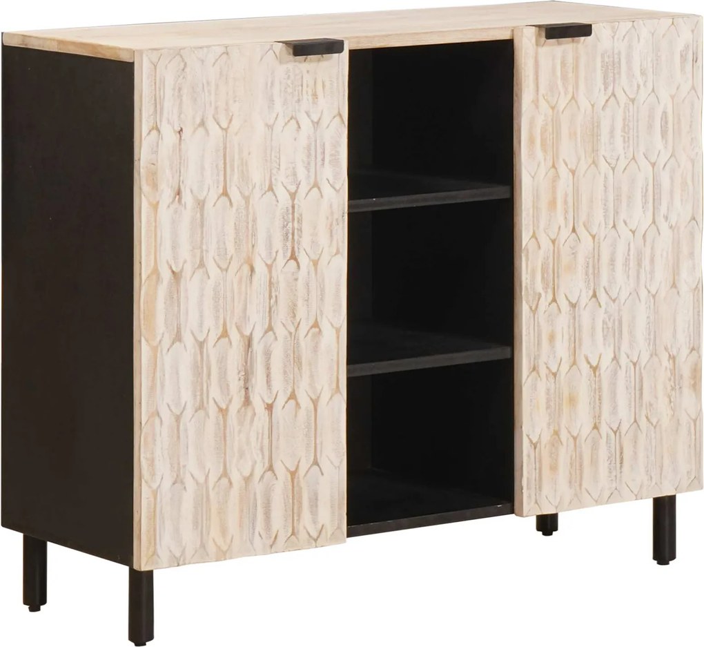vidaXL Széf Fehér mosott felület 90 x 33 x 75 cm Tömör Mangófát
