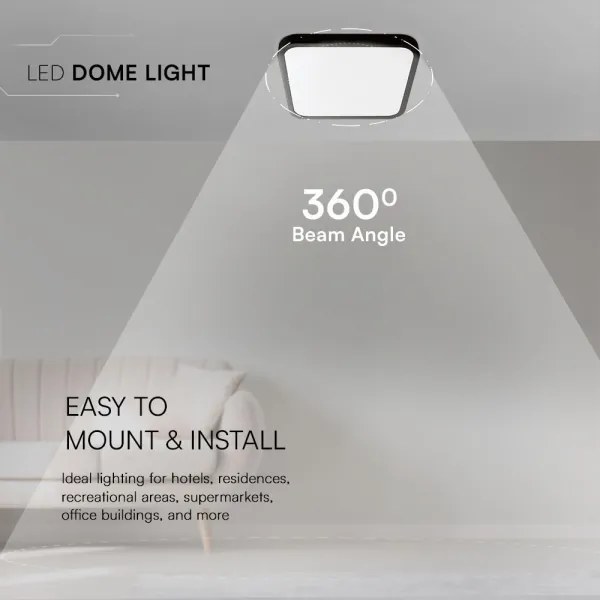 LED fürdőszobai mennyezeti lámpa LED/24W/230V IP44 3000K 29x29 cm fekete