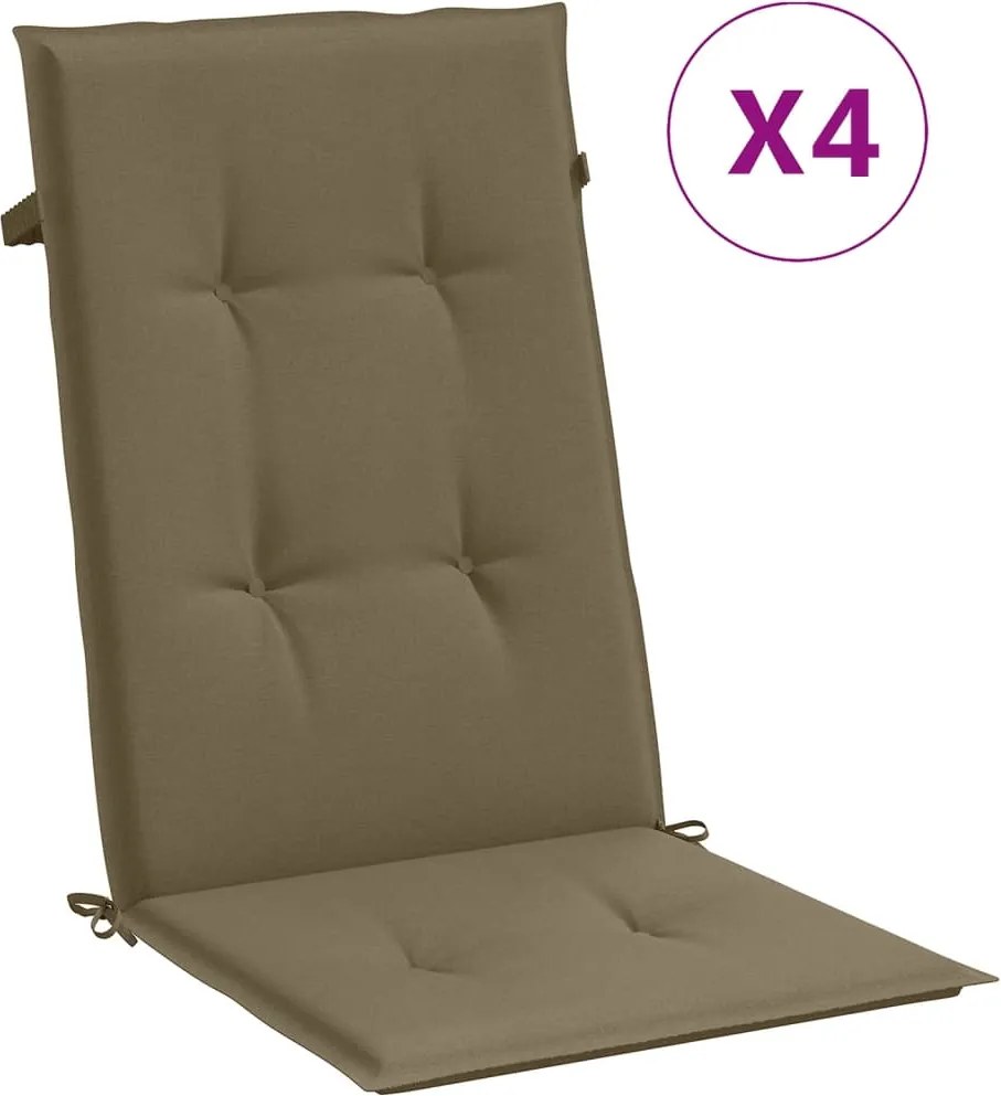 vidaXL 4 db tópszínű szövet magas háttámlájú székpárna 120x50x4 cm