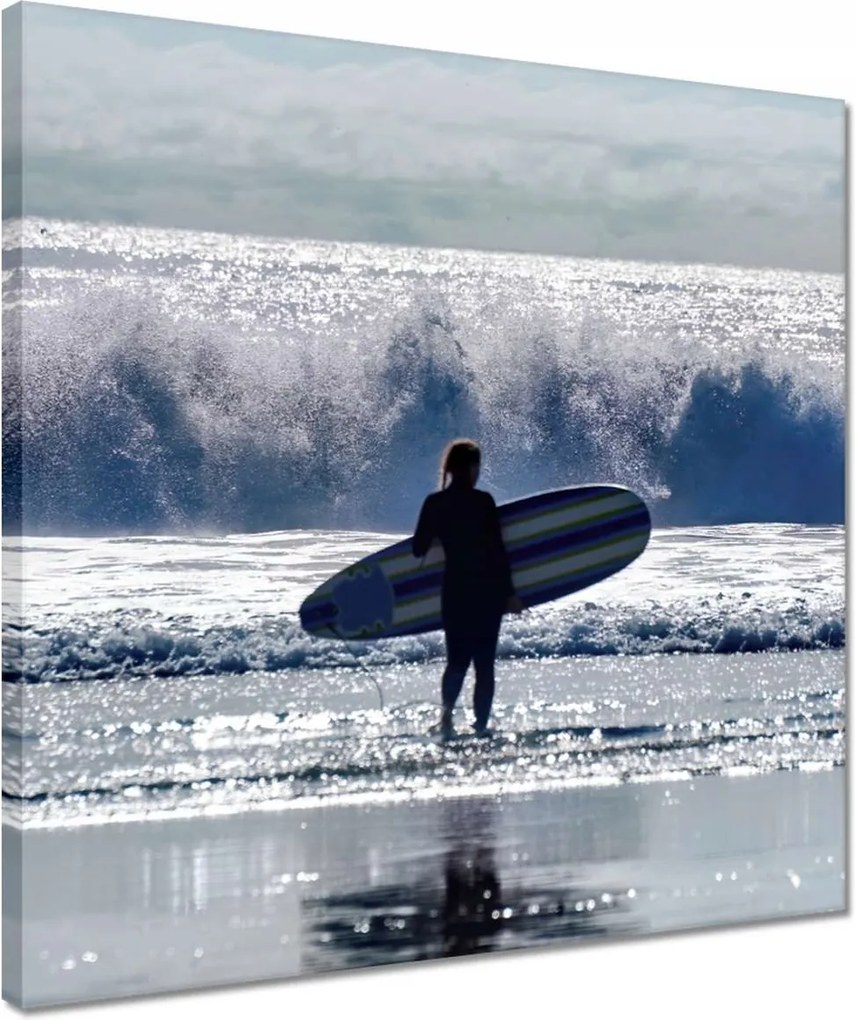 Vászonkép 40x40 Nő szörfdeszkával