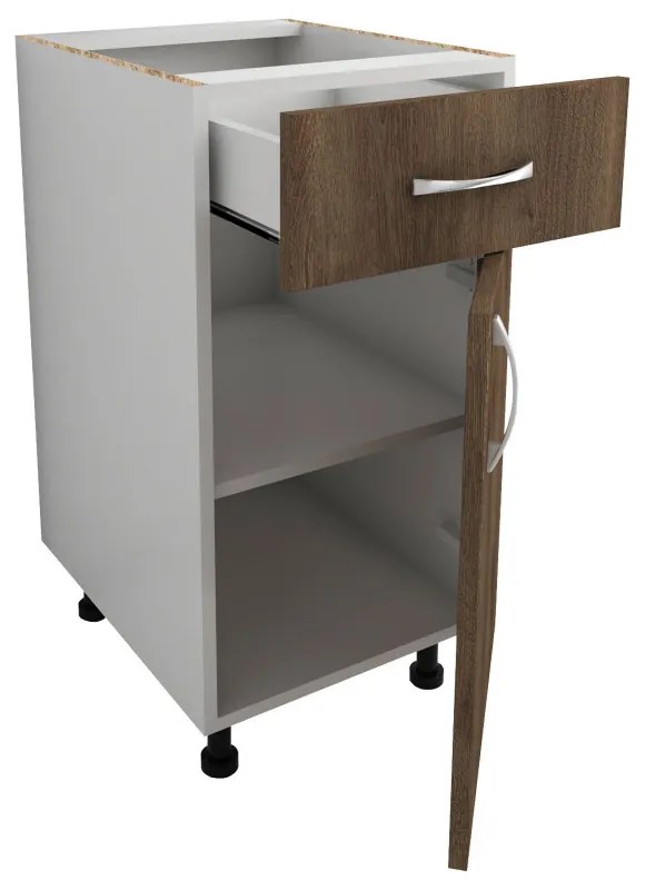 Benita 1 ajtós Alsó konyhaszekrény Bronz Tölgy-Fehér 40x50x80 cm N