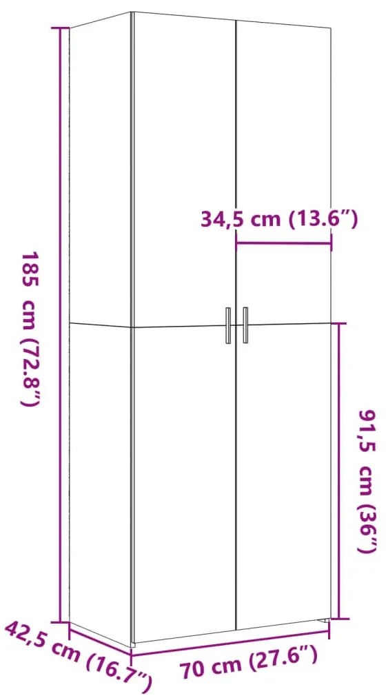 vidaXL betonszürke szerelt fa magasszekrény 70 x 42,5 x 185 cm