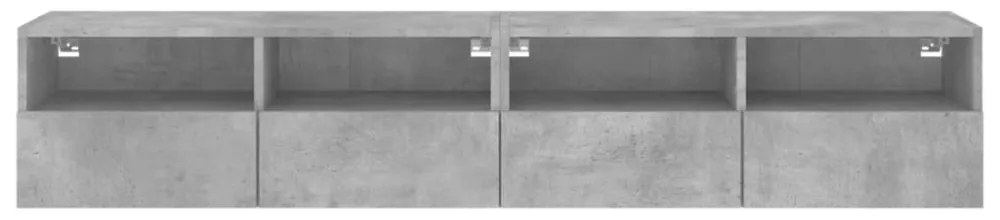 2 db betonszürke szerelt fa fali TV-szekrény 80 x 30 x 30 cm