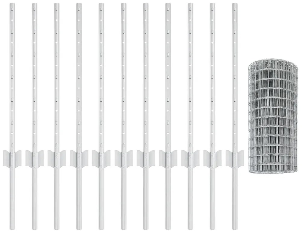 Kerti Kerítés Készlet 2 db Galvanizált acél 25 x 0.6 m Tartós