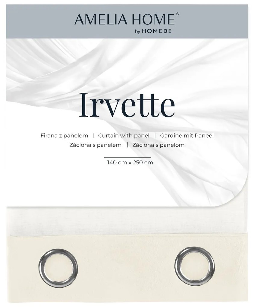 AmeliaHome Irvette Eyelets függöny, krémszínű, 140 x 250 cm