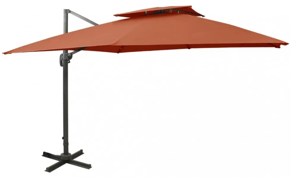 terrakotta dupla tetejű konzolos napernyő 300 x 300 cm