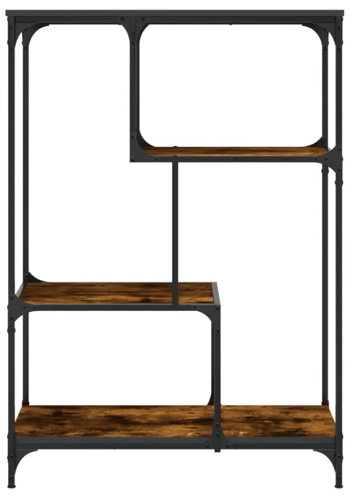 füstös tölgy szerelt fa és acél könyvespolc 81x36x115 cm