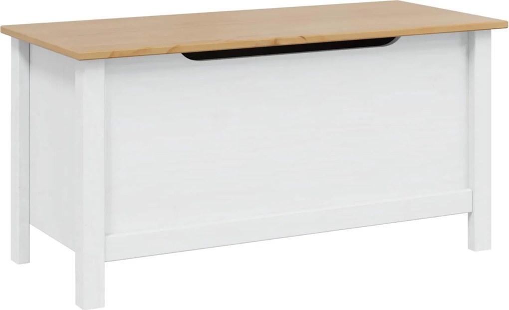 vidaXL Tároló Doboz Fehér és mézbarna 90 x 40 x 45 cm Tömör fenyőfa