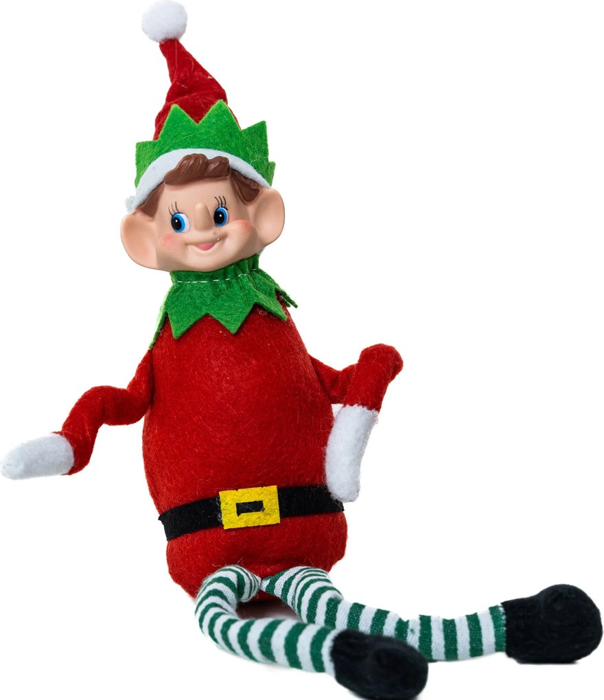 Elf manó textil figura hajlítható végtagokkal 35 cm Fehér gallér
