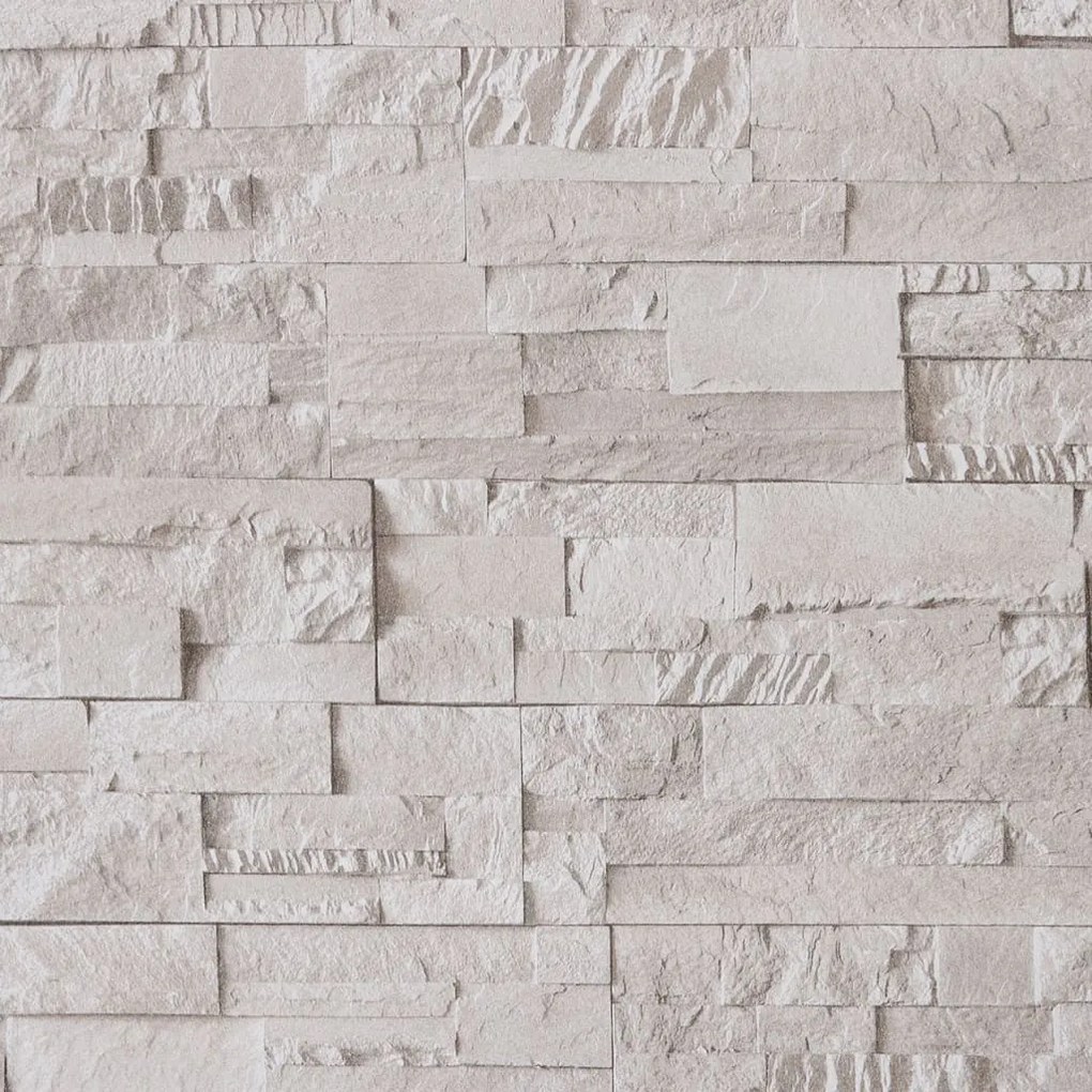 krémszínű kőhatású nem szőtt 3D tapéta 10 x 0,53 m