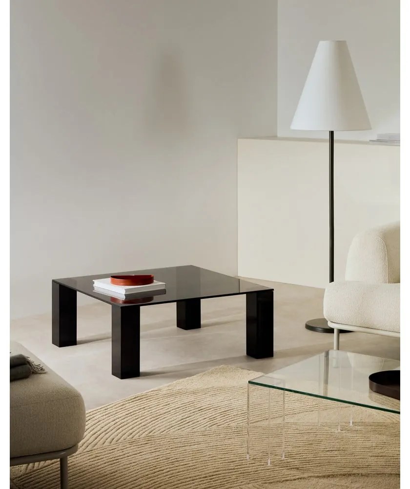 Sötétszürke üveg dohányzóasztal 85x85 cm Adularia – Kave Home