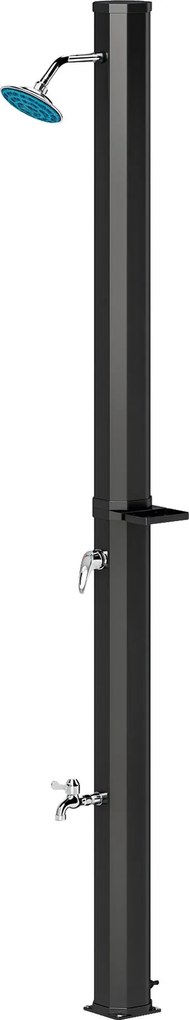 Outsunny Napelemes Zuhany 35 Literes Napelemes Kerti Zuhany Vízcsappal, Zuhanyfejjel és Oldalsó Tálcával, 55°C-ig, Kültéri Zuhany Energiakapcsolat Nél