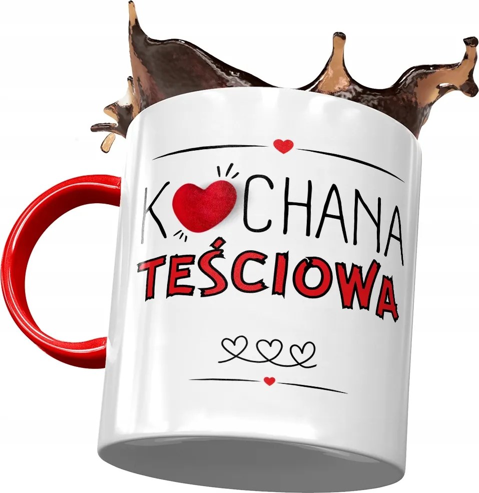 Piros bögre anyósnak, fényképes nyomott mintás ajándék