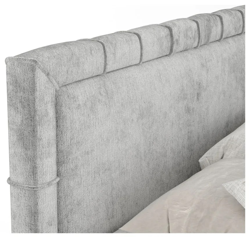 Világosszürke ágyneműtartós boxspring ágy 180x200 cm Voyage – Maison de Rêve