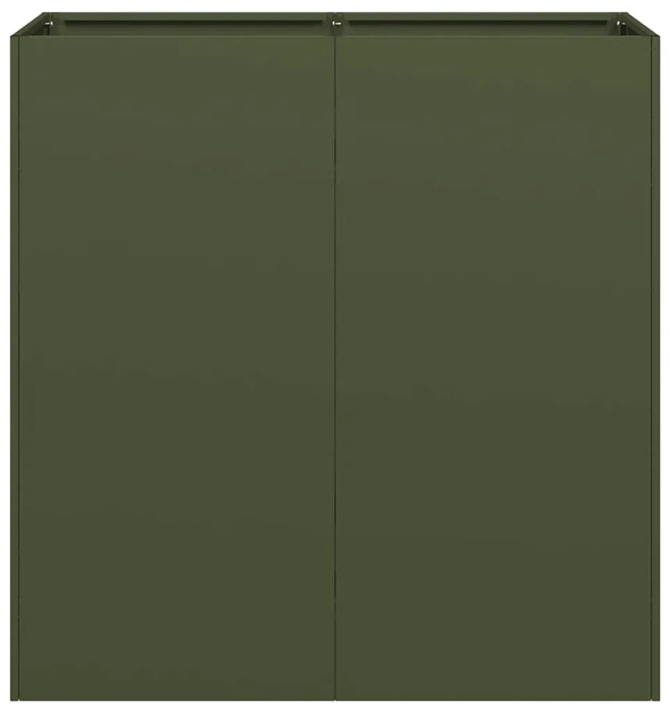 vidaXL Növénytartó olívazöld 80x40x80 cm Hidegen hengerelt acélból