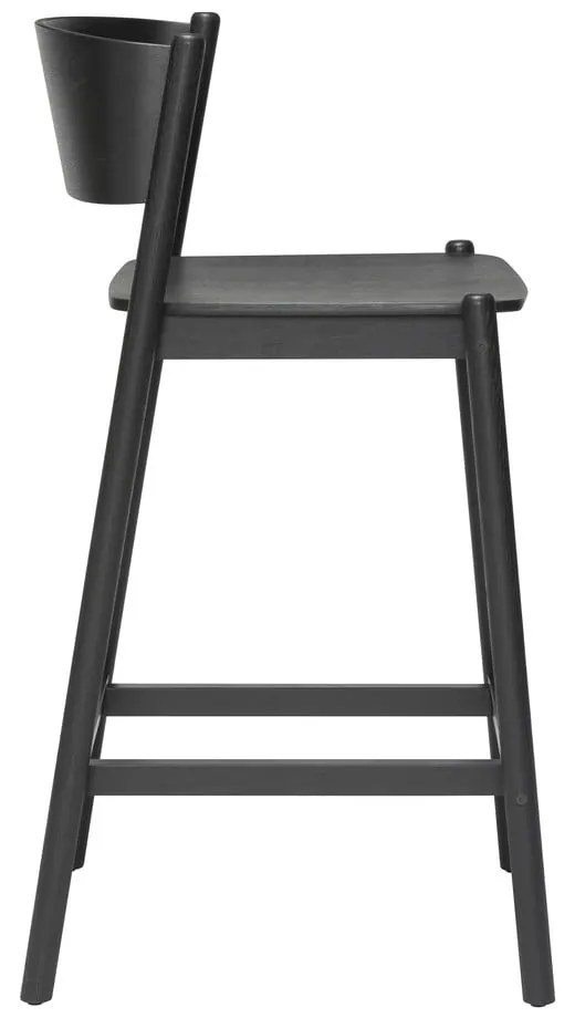 Fekete bárszék tölgyfa dekorral (ülésmagasság 75 cm) Oblique – Hübsch