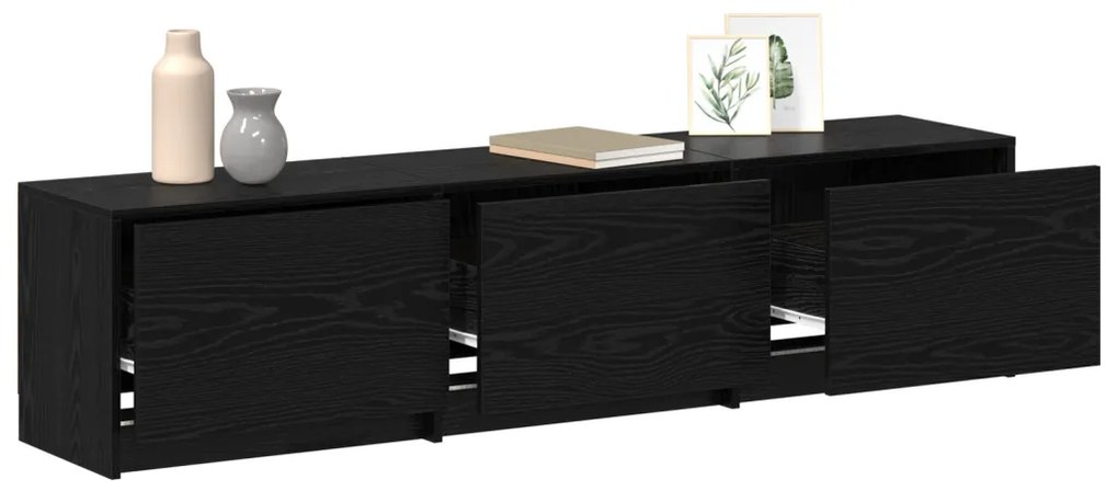 TV szekrény LED Fekete Tölgy 162.5x34x40 cm Szerelt Fa