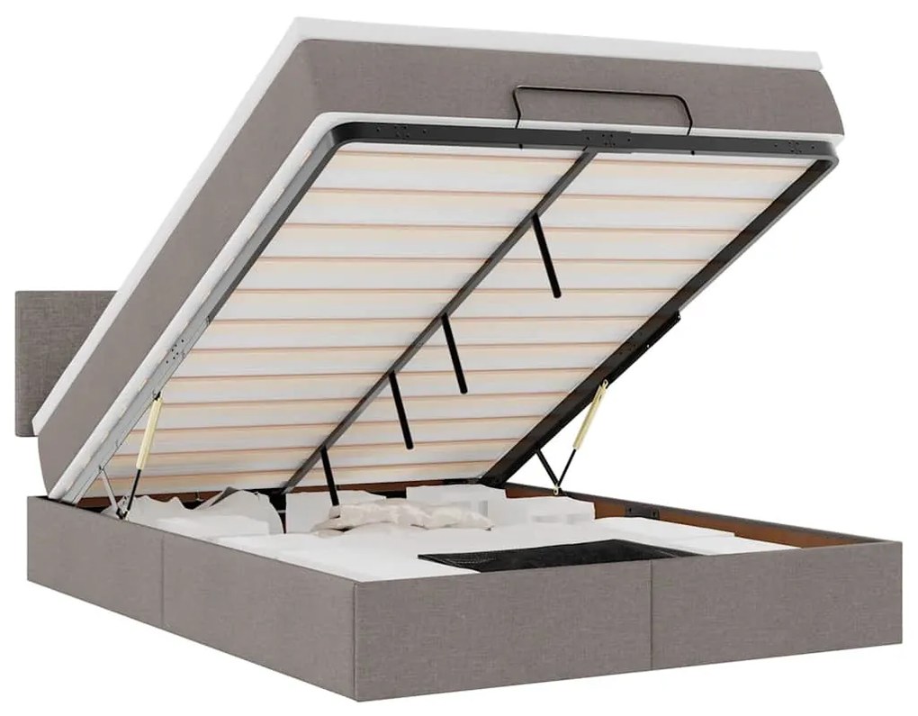 Ottomán ágy matraccal & LED-ek Taupe 140x190 cm anyaggal